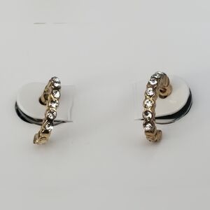 Demi-Fine 14KT Gold Plated Rhinestone Hoop Pierced Earrings